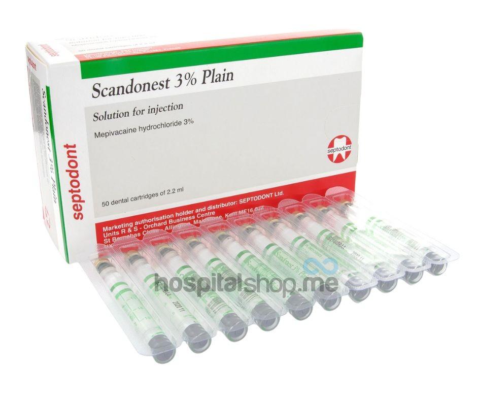 Septodont Local Anesthesia Scandonest 3% Plain 50pcs